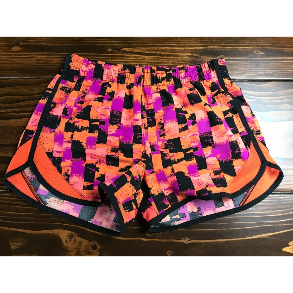 Mambo Shorts Women's Size 14 Black Purple Orange Activewear Distressed Checkered